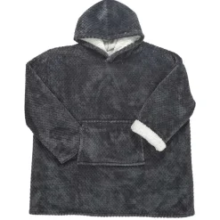 Home Deco Factory Sweat plaid à capuche intérieur Sherpa gris foncé