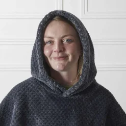 Home Deco Factory Sweat plaid à capuche intérieur Sherpa gris foncé