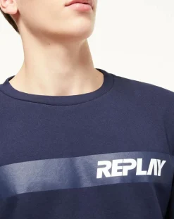 Homme Replay Sweat Poit bleu marine