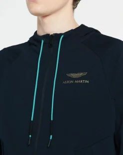 Homme Hackett London Sweat zippé à capuche Aston Martin Racing bleu marine