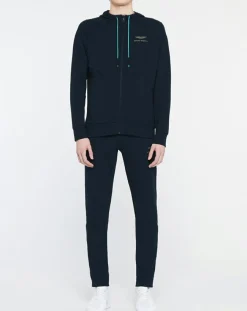 Homme Hackett London Sweat zippé à capuche Aston Martin Racing bleu marine