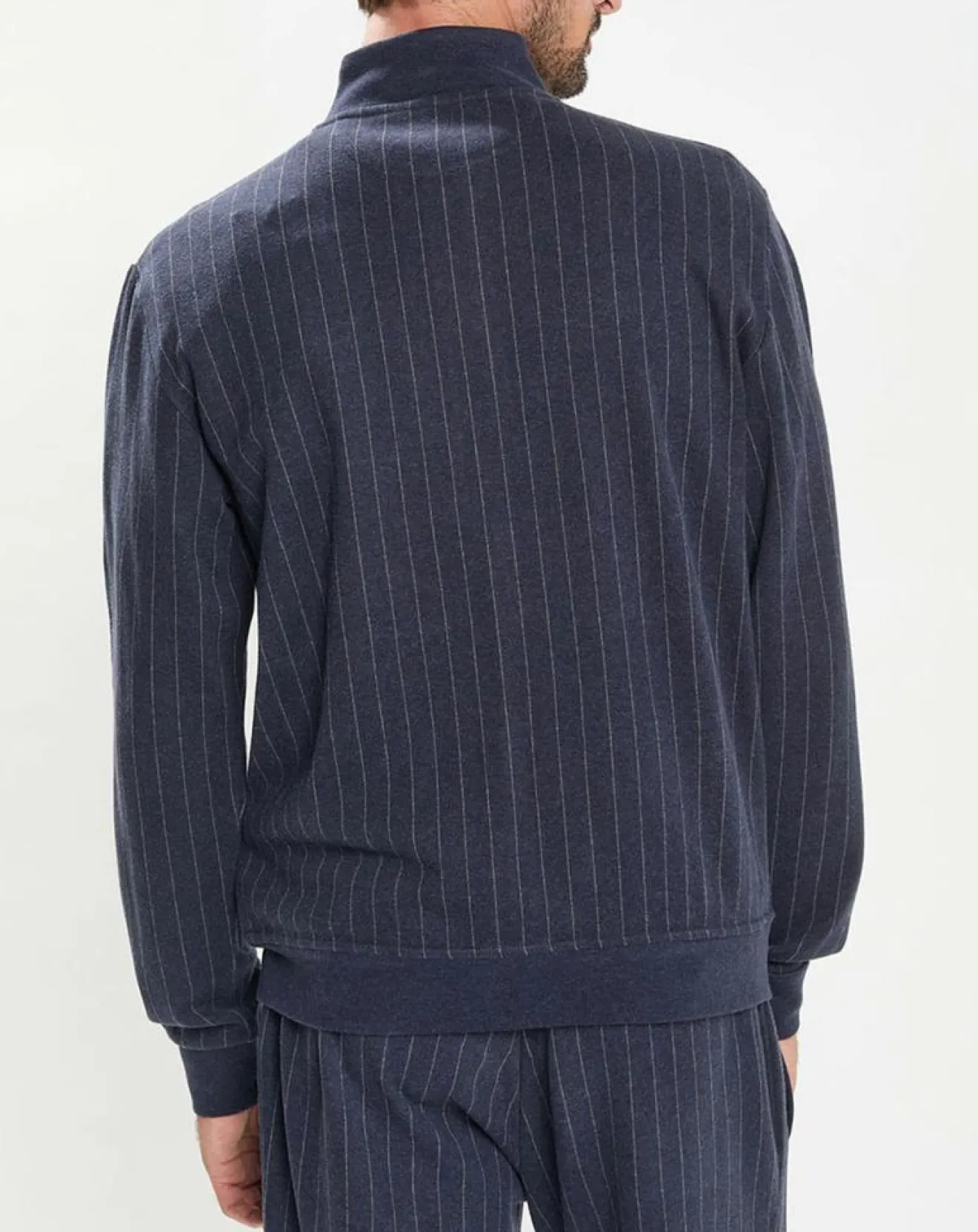 Sale Hackett London Sweat zippé à rayures bleu nuit