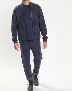 Sale Hackett London Sweat zippé à rayures bleu nuit