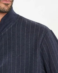 Sale Hackett London Sweat zippé à rayures bleu nuit