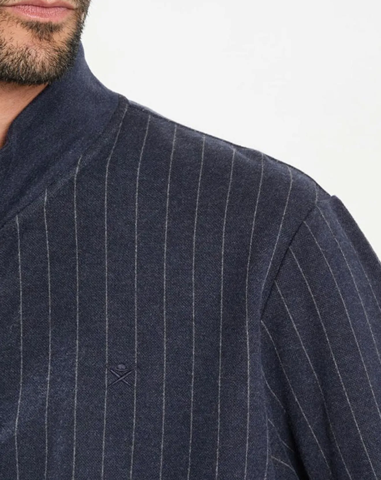 Sale Hackett London Sweat zippé à rayures bleu nuit