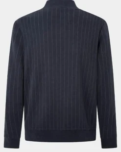 Sale Hackett London Sweat zippé à rayures bleu nuit