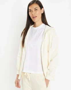 Femme Galeries Lafayette Sweat zippé en Coton bio Mathalie à capuche écru