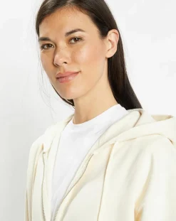 Femme Galeries Lafayette Sweat zippé en Coton bio Mathalie à capuche écru