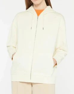 Femme Galeries Lafayette Sweat zippé en Coton bio Mathalie à capuche écru