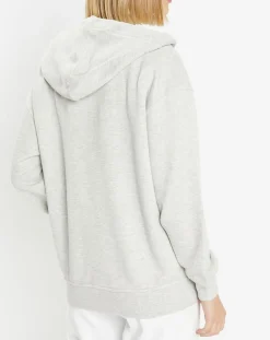 Femme Galeries Lafayette Sweat zippé en Coton bio Mathalie à capuche gris chiné