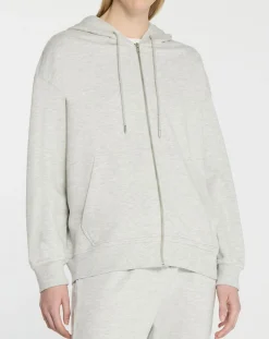 Femme Galeries Lafayette Sweat zippé en Coton bio Mathalie à capuche gris chiné