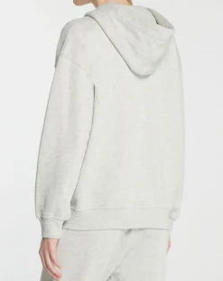 Femme Galeries Lafayette Sweat zippé en Coton bio Mathalie à capuche gris chiné