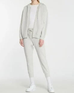 Femme Galeries Lafayette Sweat zippé en Coton bio Mathalie à capuche gris chiné