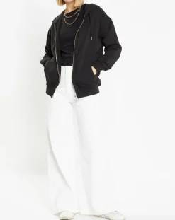 Femme Galeries Lafayette Sweat zippé en Coton bio Mathalie à capuche noir