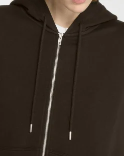 Femme Galeries Lafayette Sweat zippé en Coton bio Mathalie à capuche noir