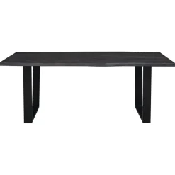 Bois & Chiffons Table à dîner en acacia massif et métal black forest noire - 240x100x76 cm