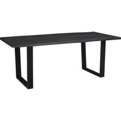 Bois & Chiffons Table à dîner en acacia massif et métal black forest noire - 240x100x76 cm