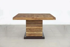 Bois & Chiffons Table à manger carrée - Rallonge centrale Naturel - 130x130x76 cm