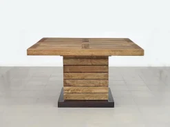 Bois & Chiffons Table à manger carrée - Rallonge centrale Naturel - 130x130x76 cm