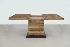 Bois & Chiffons Table à manger carrée - Rallonge centrale Naturel - 130x130x76 cm