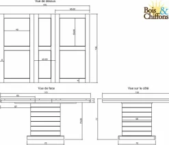 Bois & Chiffons Table à manger carrée - Rallonge centrale Naturel - 130x130x76 cm