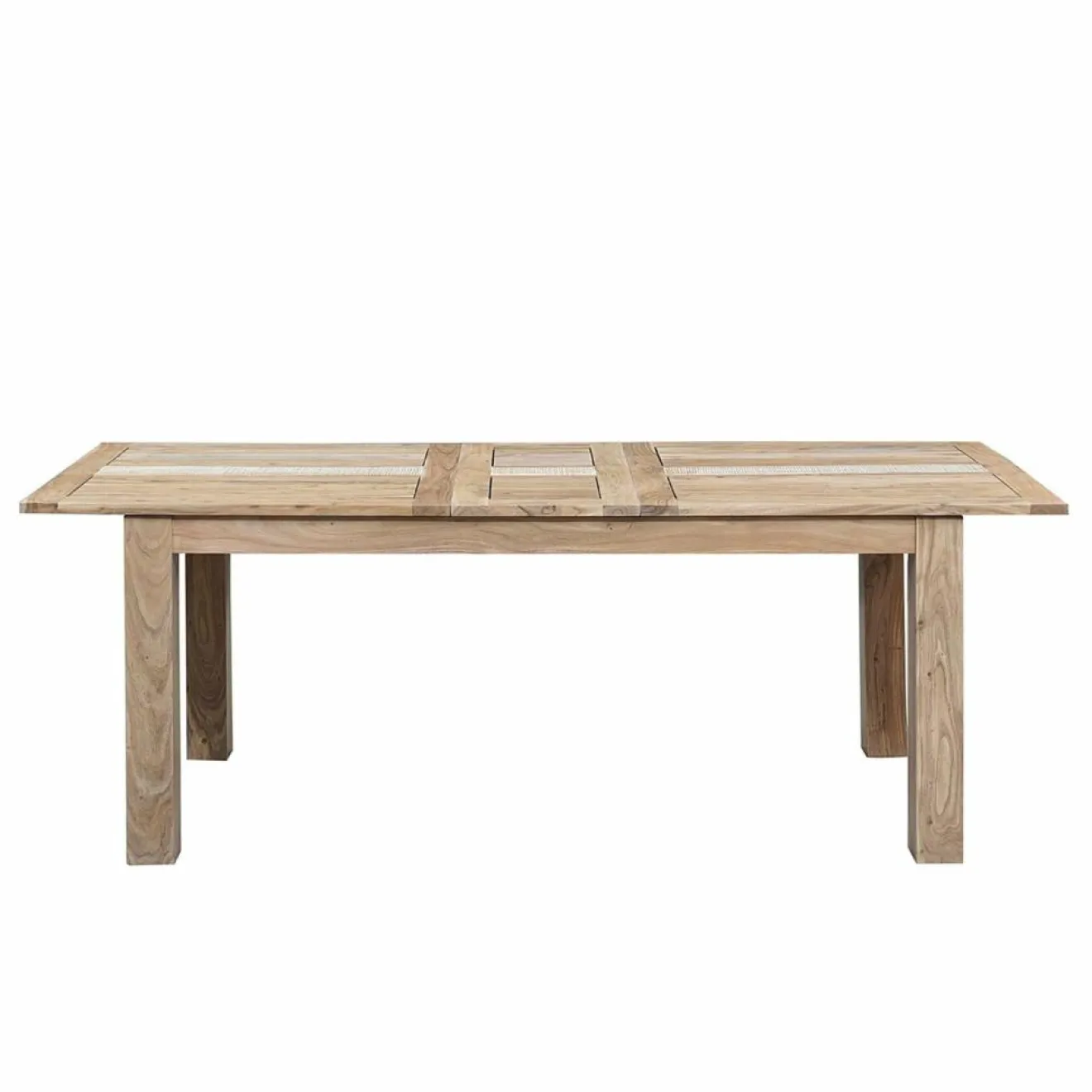 Bois & Chiffons Table à manger plateau cannage 180 rallonge 40 Acacia Tatoo II Beige - 180x90x77 cm