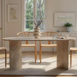 Homitis Table à manger Sablin travertin - 180x75x89.5 cm