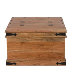 New Bois & Chiffons Table basse coffre carrée en acacia massif Naturel - 85x85x50 cm