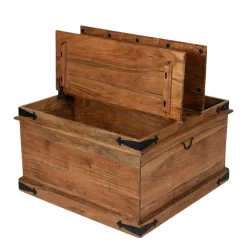 New Bois & Chiffons Table basse coffre carrée en acacia massif Naturel - 85x85x50 cm