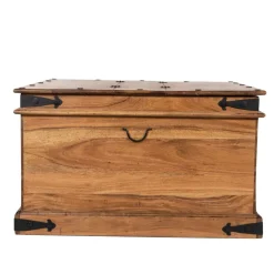 New Bois & Chiffons Table basse coffre carrée en acacia massif Naturel - 85x85x50 cm