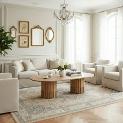 Discount Bois & Chiffons Table basse ovale Chêne Dalta Marron - 152x76x42 cm