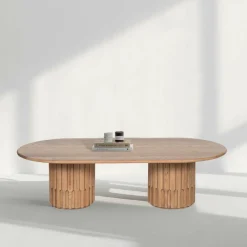 Discount Bois & Chiffons Table basse ovale Chêne Dalta Marron - 152x76x42 cm