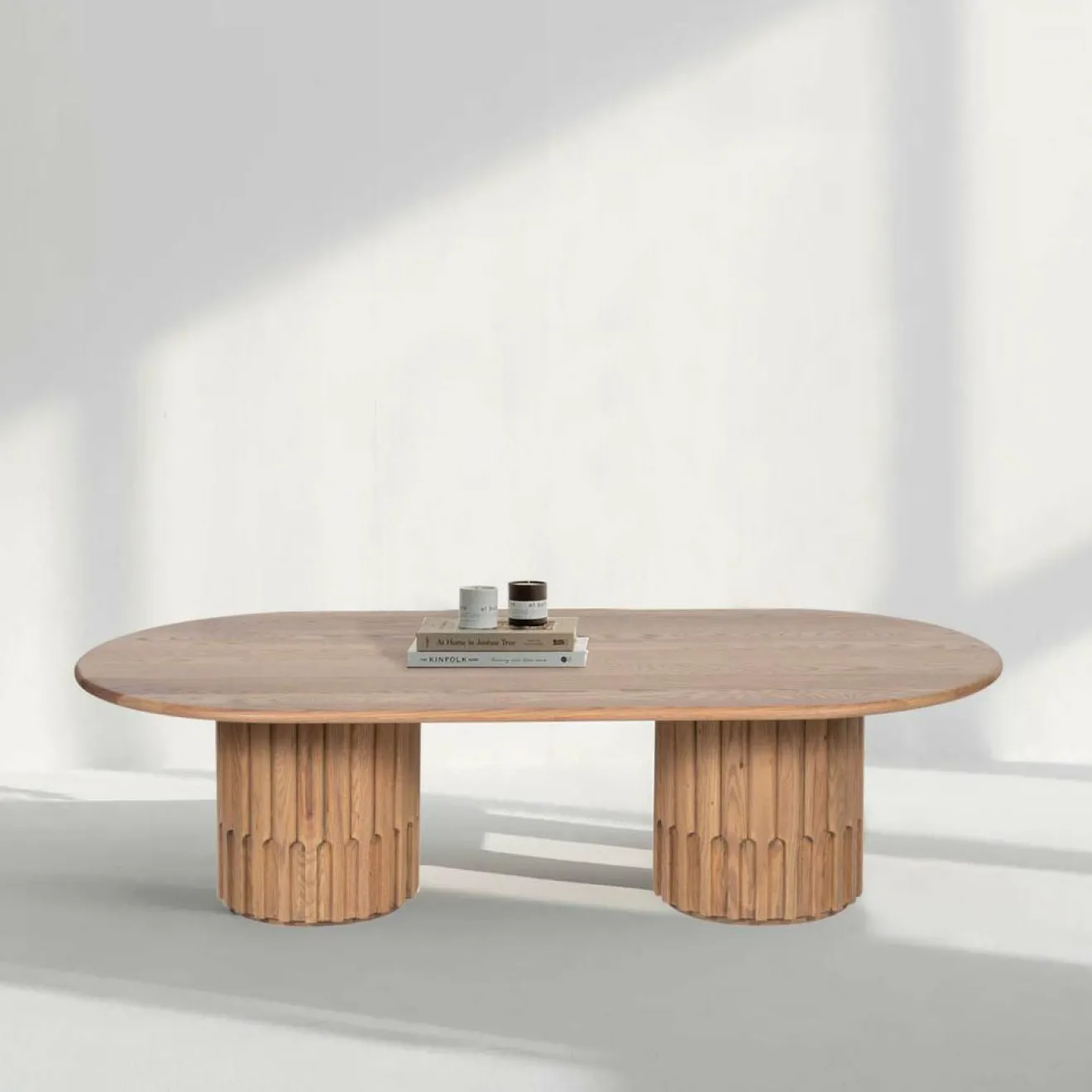 Discount Bois & Chiffons Table basse ovale Chêne Dalta Marron - 152x76x42 cm