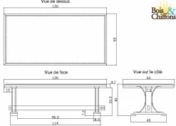 Bois & Chiffons Table basse rectangulaire Manguier Pondicherry Beige - 130x65x40 cm