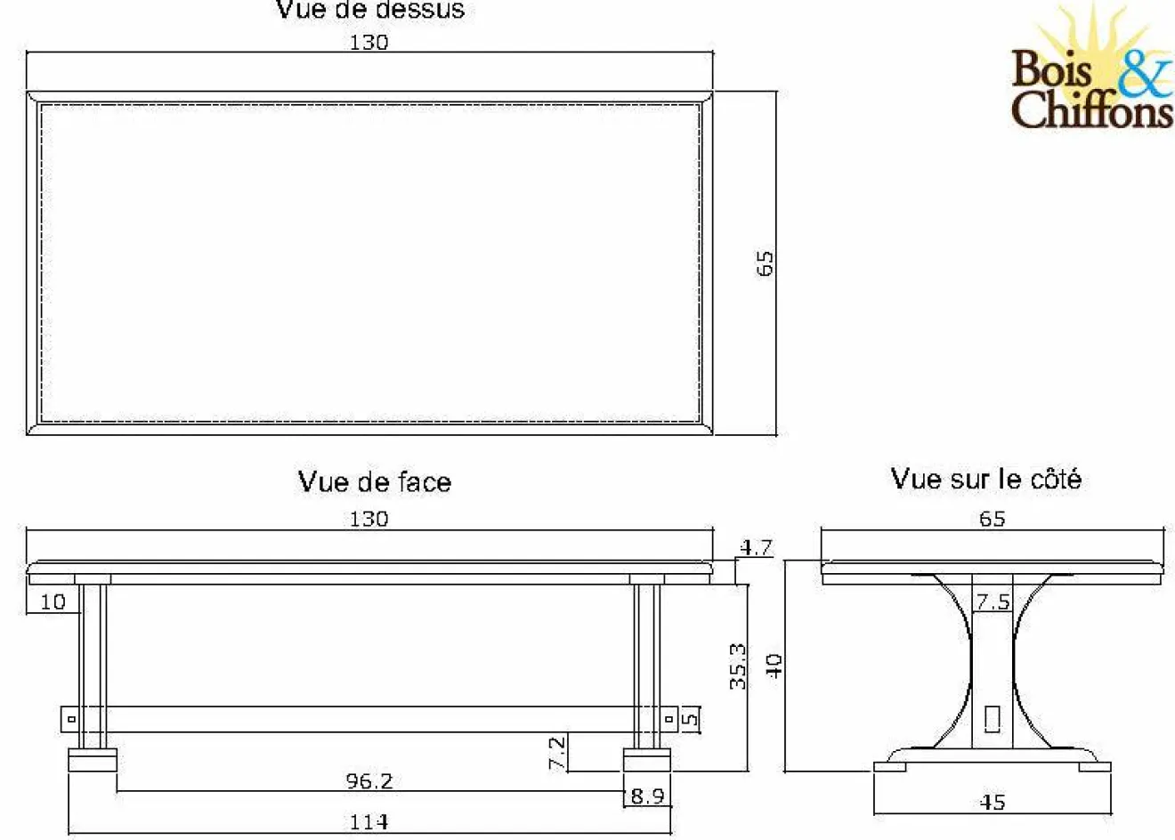 Bois & Chiffons Table basse rectangulaire Manguier Pondicherry Beige - 130x65x40 cm