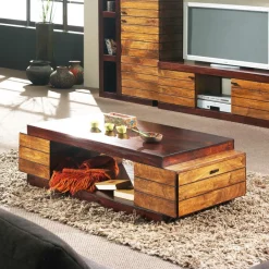 Bois & Chiffons Table basse rectangulaire bois bicolore Manguier Herods Naturel - 135x75x42 cm