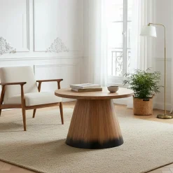 Bois & Chiffons Table basse ronde 60 cm Acacia Dimona Naturel - 60x60x40 cm