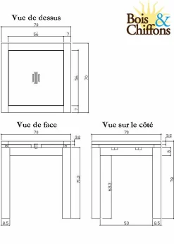 Bois & Chiffons Table carrée 70x70 à rallonges Marron - 70x70x78 cm