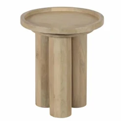 Clearance Bois & Chiffons Table d'appoint ronde pour canapé Mango Barloo Beige - 43x41x51 cm