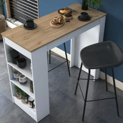 Wooden Art Table de bar ja103 noyer/blanc - 120x100x50 cm