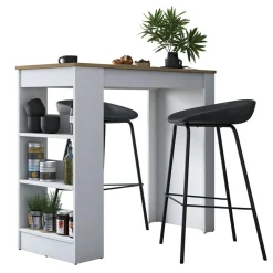 Wooden Art Table de bar ja103 noyer/blanc - 120x100x50 cm