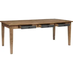 Discount Bois & Chiffons Table de repas 6 tiroirs manguier farm brun/miel - 200x100x76 cm