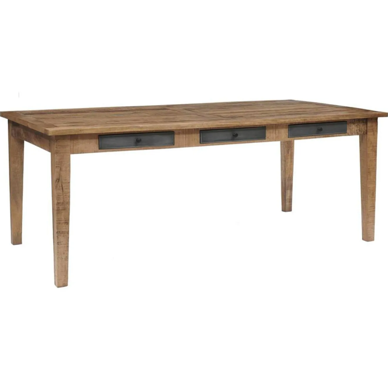 Discount Bois & Chiffons Table de repas 6 tiroirs manguier farm brun/miel - 200x100x76 cm