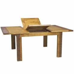 Bois & Chiffons Table de repas carrée allonge bois strié Acacia Verone Naturel - 130x130x76 cm
