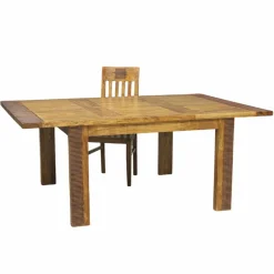 Bois & Chiffons Table de repas carrée allonge bois strié Acacia Verone Naturel - 130x130x76 cm