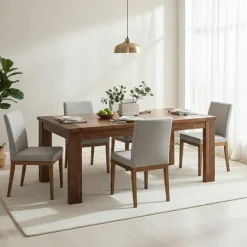 Sale Bois & Chiffons Table de repas rectangulaire bois strié 155 Acacia Verone Marron - 155x90x76 cm