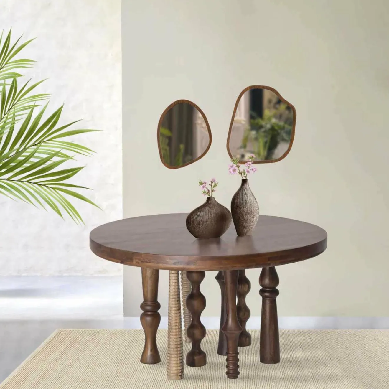 Hot Bois & Chiffons Table de repas ronde 140 cm Manguier Ramon Naturel - 140x140x76 cm