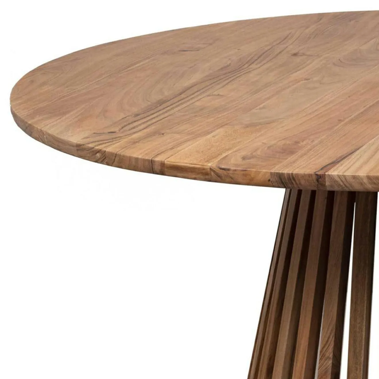 Bois & Chiffons Table de repas ronde bois massif acacia kfir naturel ciré - D.130x76 cm