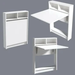 Wooden Art Table pliable bracked blanc - 70x90x15 cm