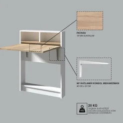 Hot Wooden Art Table pliable Bracked ecru - 70x90x15 cm